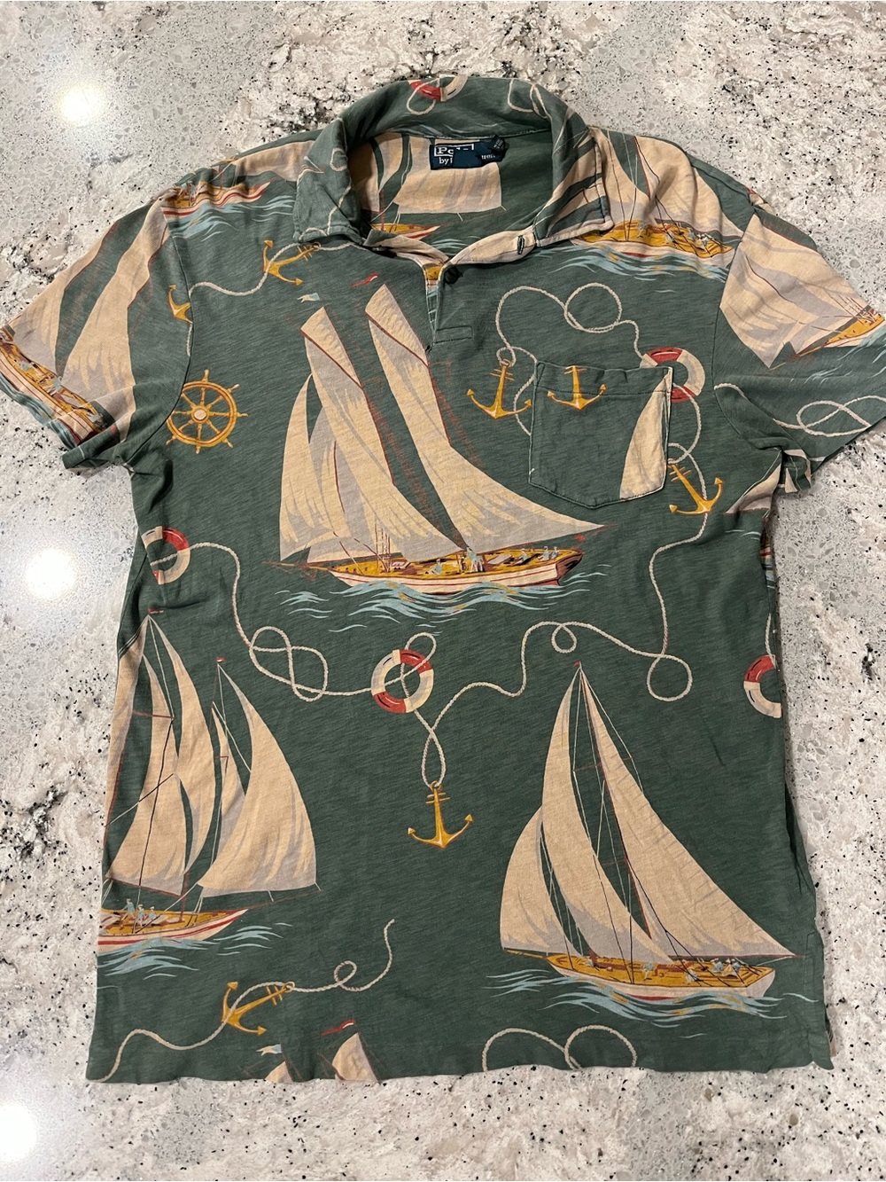 Rare Vintage Polo by Ralph Lauren Green Nautical Sailboat Polo